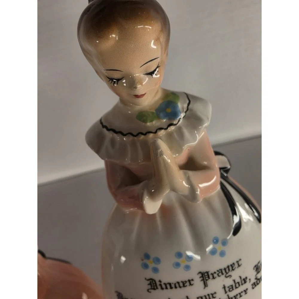 Vintage Enesco Mother in the Kitchen Prayer Lady Napkin Holder and Shaker Japan